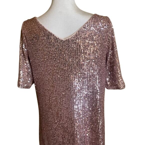 Ann Taylor Pink Sequin V-Neck Shift Dress‎ - Size 4 - NWT - Picture 6 of 7